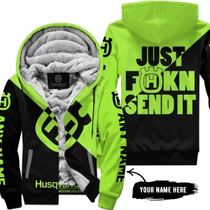 Just Fkcn Send It - 3d All Over Printed - Husqvarna Green 1 - Fleece Zip Hoodie