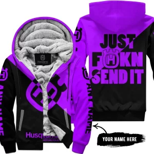 Just Fkcn Send It - 3d All Over Printed - Husqvarna Purple - Fleece Zip Hoodie