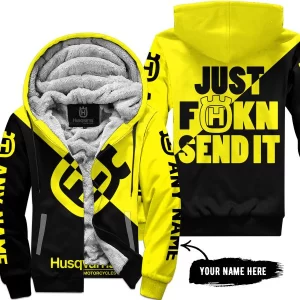 Just Fkcn Send It - 3d All Over Printed - Husqvarna Yellow - Fleece Zip Hoodie