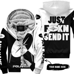 Just Fkcn Send It - 3d All Over Printed - Polaris White - Fleece Zip Hoodie