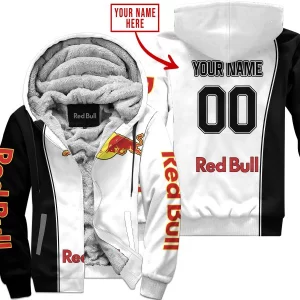 Limited Edition - Custom Name Motocrocss V2 - Red Bull - Fleece Zip Hoodie