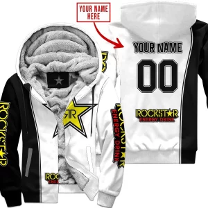 Limited Edition - Custom Name Motocrocss V2 - Rockstar Energy - Fleece Zip Hoodie