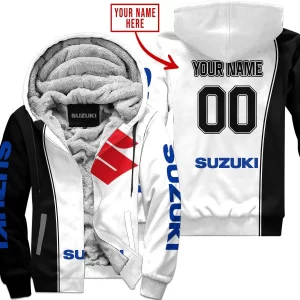 Limited Edition - Custom Name Motocrocss V2 - Suzuki - Fleece Zip Hoodie