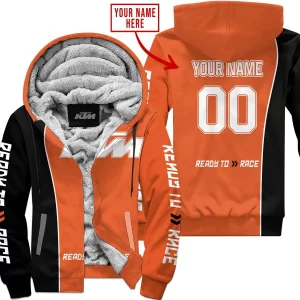 Limited Edition - Custom Name Motocrocss V2 - Ktm - Orange - Fleece Zip Hoodie