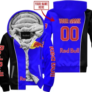Limited Edition - Custom Name Motocrocss V2 - Red Bull - Blue - Fleece Zip Hoodie
