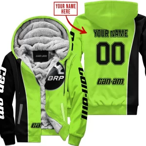 Limited Edition - Custom Name Motocrocss V2 - Can Am Green 1 - Fleece Zip Hoodie