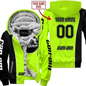 Limited Edition - Custom Name Motocrocss V2 - Can Am Neon - Fleece Zip Hoodie