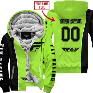 Limited Edition - Custom Name Motocrocss V2 - Fly Racing Green 1 - Fleece Zip Hoodie