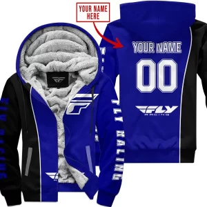Limited Edition - Custom Name Motocrocss V2 - Fly Racing Navy - Fleece Zip Hoodie