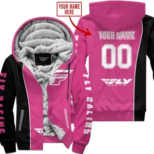 Limited Edition - Custom Name Motocrocss V2 - Fly Racing Pink 1 - Fleece Zip Hoodie