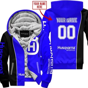 Limited Edition - Custom Name Motocrocss V2 - Husqvarna Blue - Fleece Zip Hoodie