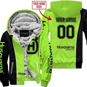 Limited Edition - Custom Name Motocrocss V2 - Husqvarna Green 1 - Fleece Zip Hoodie