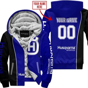 Limited Edition - Custom Name Motocrocss V2 - Husqvarna Navy - Fleece Zip Hoodie