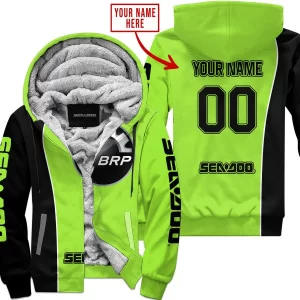 Limited Edition - Custom Name Motocrocss V2 - Sea Doo - Green 1 - Fleece Zip Hoodie