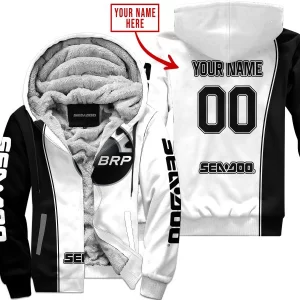 Limited Edition - Custom Name Motocrocss V2 - Sea Doo - White - Fleece Zip Hoodie