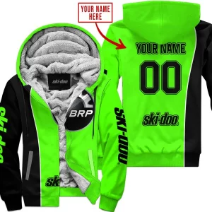 Limited Edition - Custom Name Motocrocss V2 - Ski Doo - Green - Fleece Zip Hoodie