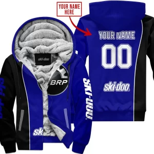 Limited Edition - Custom Name Motocrocss V2 - Ski Doo - Navy - Fleece Zip Hoodie