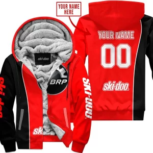 Limited Edition - Custom Name Motocrocss V2 - Ski Doo - Red - Fleece Zip Hoodie