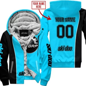 Limited Edition - Custom Name Motocrocss V2 - Ski Doo - Sky Blue - Fleece Zip Hoodie