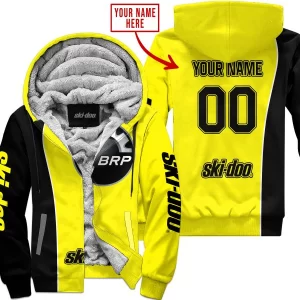 Limited Edition - Custom Name Motocrocss V2 - Ski Doo - Yellow - Fleece Zip Hoodie