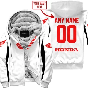 Custom Name Racing - Limited Edition - Honda - White V2 - Fleece Zip Hoodie