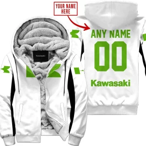 Custom Name Racing - Limited Edition - Kawasaki - White V2 - Fleece Zip Hoodie