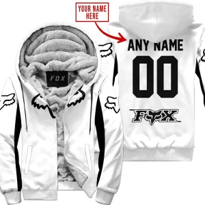 Custom Name Racing - Limited Edition - Fox Racing V2 - White - Fleece Zip Hoodie