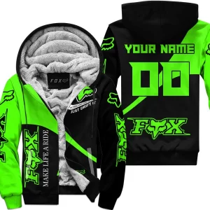 Make Life A Ride Just Send It – Fox – Green - Fleece Zip Hoodie