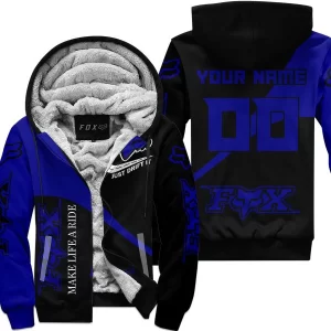 Make Life A Ride Just Send It – Fox – Navy - Fleece Zip Hoodie