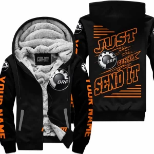 Premium Just Fckn Gonna Send It - Custom Name - Can Am - Orange Black - Fleece Zip Hoodie