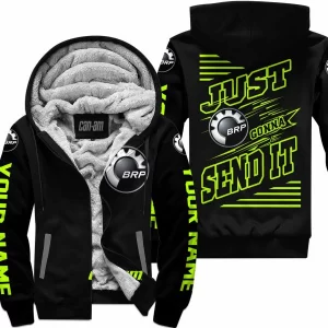 Premium Just Fckn Gonna Send It - Custom Name - Can Am - Neon Black - Fleece Zip Hoodie