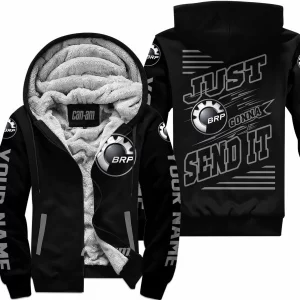 Premium Just Fckn Gonna Send It - Custom Name - Can Am - Grey Black - Fleece Zip Hoodie