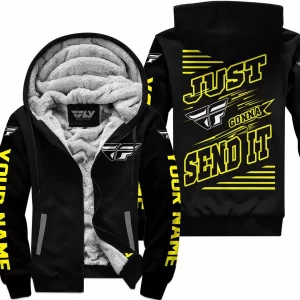 Premium Just Fckn Gonna Send It - Custom Name - Fly Racing - Yellow Black - Fleece Zip Hoodie