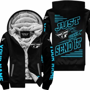 Premium Just Fckn Gonna Send It - Custom Name - Fly Racing - Sky Blue Black - Fleece Zip Hoodie