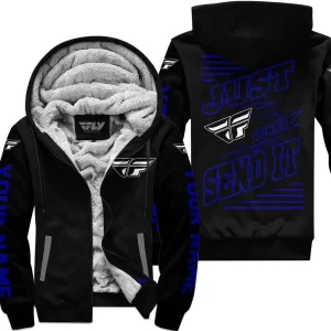 Premium Just Fckn Gonna Send It - Custom Name - Fly Racing - Navy Black - Fleece Zip Hoodie