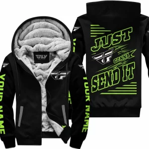 Premium Just Fckn Gonna Send It - Custom Name - Fly Racing - Green 1 Black - Fleece Zip Hoodie