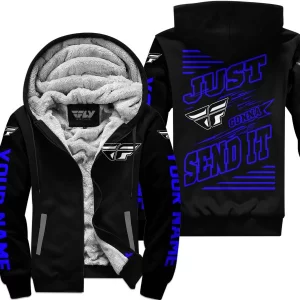 Premium Just Fckn Gonna Send It - Custom Name - Fly Racing - Blue Black - Fleece Zip Hoodie