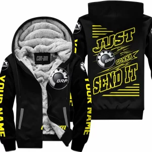 Premium Just Fckn Gonna Send It - Custom Name - Can Am - Yellow Black - Fleece Zip Hoodie