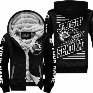 Premium Just Fckn Gonna Send It - Custom Name - Can Am - White Black - Fleece Zip Hoodie