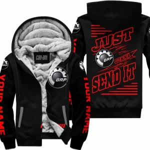 Premium Just Fckn Gonna Send It - Custom Name - Can Am - Red Black - Fleece Zip Hoodie