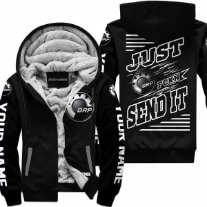 Premium Just Fckn Gonna Send It - Custom Name - Sea Doo - White Black - Fleece Zip Hoodie
