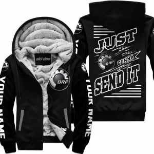 Premium Just Fckn Gonna Send It - Custom Name - Ski Doo - White Black - Fleece Zip Hoodie