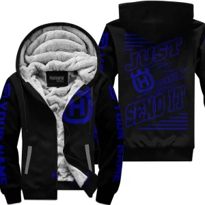 Premium Just Fckn Gonna Send It - Custom Name - Husqvarna - Navy Black - Fleece Zip Hoodie