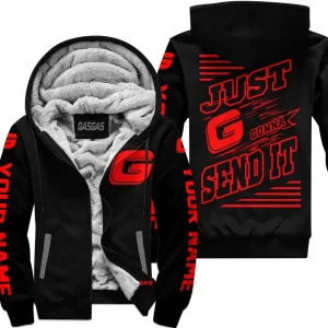 Premium Just Fckn Gonna Send It - Custom Name - Gas Gas - Red Black - Fleece Zip Hoodie