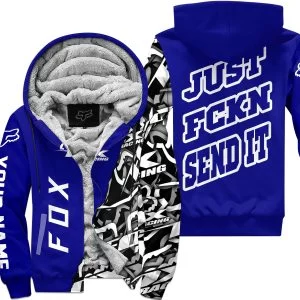 Just Fkcn Send It - Fox Racing - Custom name - Navy - Fleece Zip Hoodie