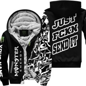 Just Fkcn Send It - Monster - Custom name - Fleece Zip Hoodie