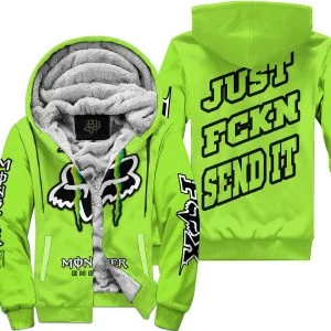 Just Fkcn Send It - Monster Energy Fox Racing - Green - Fleece Zip Hoodie