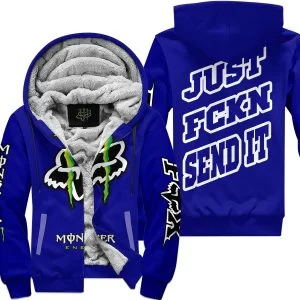 Just Fkcn Send It - Monster Energy Fox Racing - Navy - Fleece Zip Hoodie