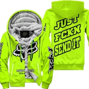 Just Fkcn Send It - Monster Energy Fox Racing - Neon - Fleece Zip Hoodie