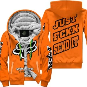 Just Fkcn Send It - Monster Energy Fox Racing - Orange - Fleece Zip Hoodie